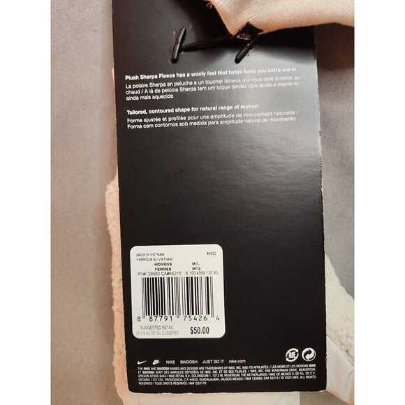 Women's Nike Sherpa Fleece Mittens Off White - Picture 5 of 6